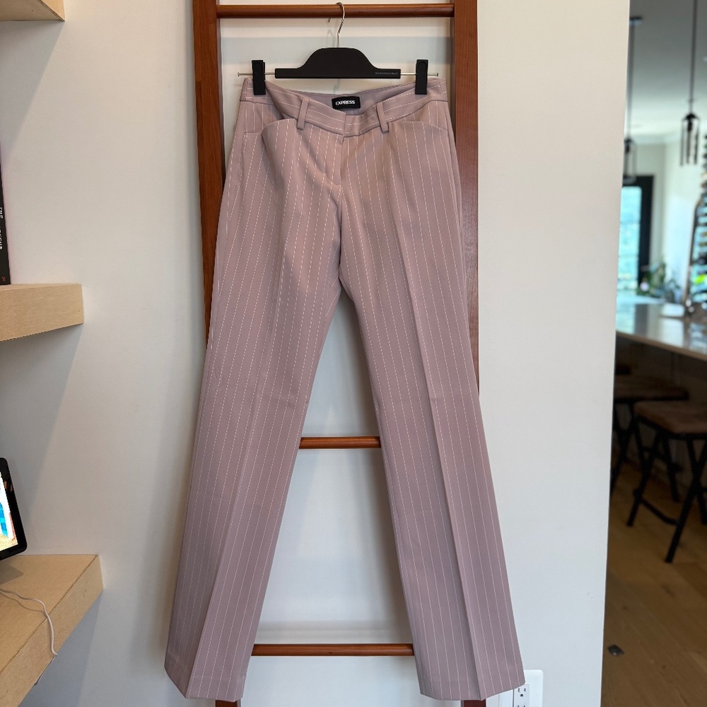 Express Pinstripe Bootcut Dress Pants – Rose/Pink – Size 4 Long